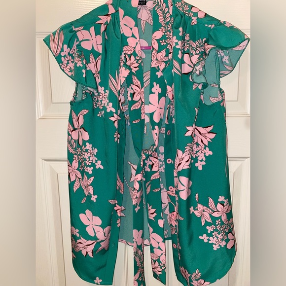 Floral Print Tie Neck Blouse - Picture 2 of 4